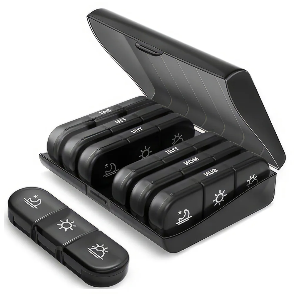 3x7 Medikamentenbox Travel, schwarz